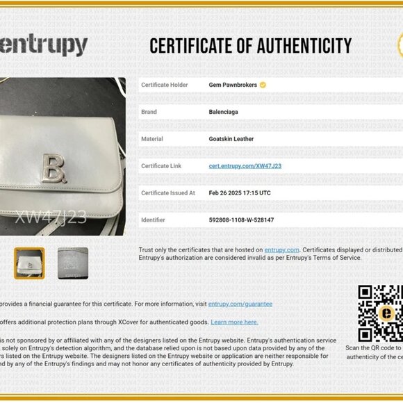 Balenciaga B Small Shiny Leather Handbag - Grey - Picture 3 of 15